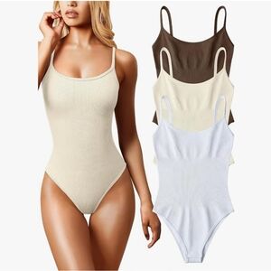 New! Ribbed Stretch Cami Basic Babe Bodysuit #226